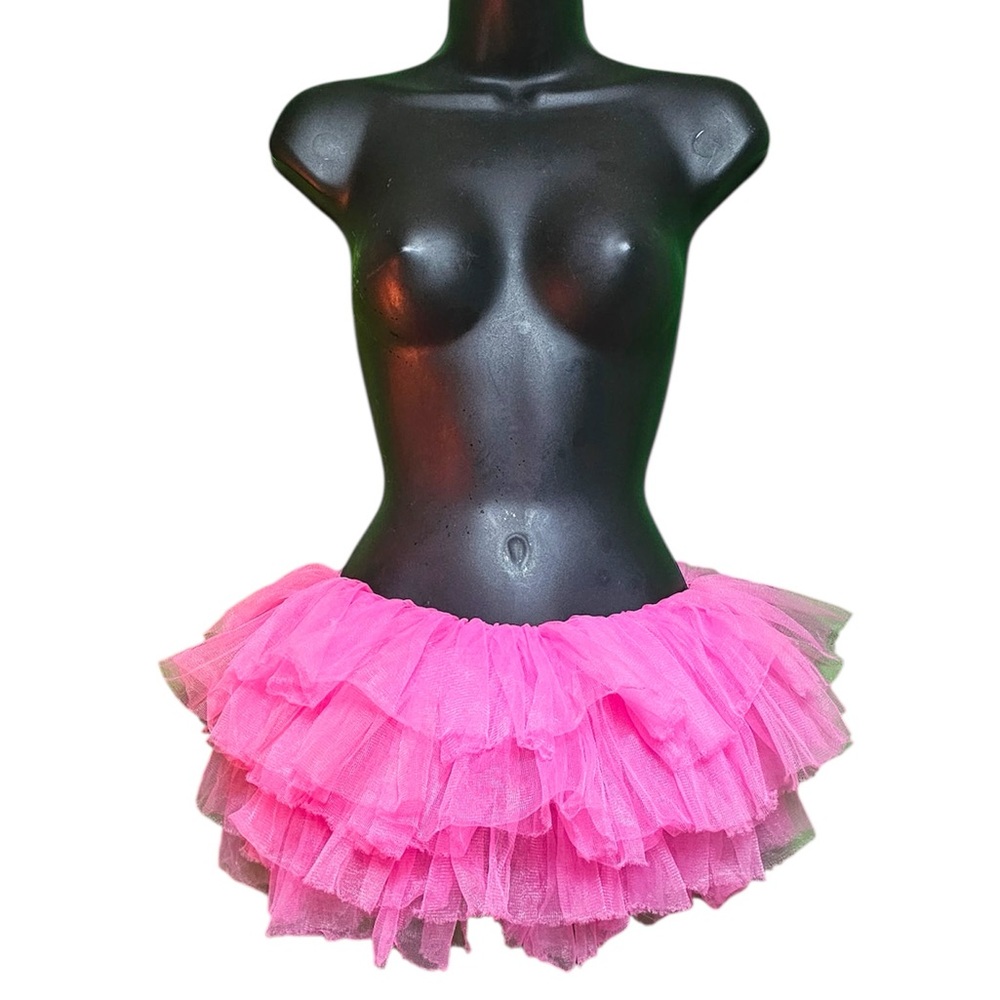 Hot Pink Layered Tulle Tutu Skirt (One Size)